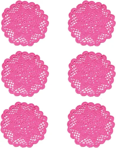 Miniatura 12 de Juego de 2 manteles individuales de encaje con diseño de flores huecas de ganchillo, manteles individuales de encaje para taza de té, aniversario