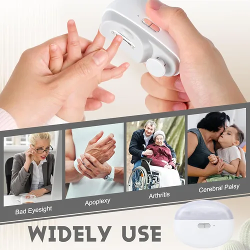 Miniatura 6 de Cortaúñas eléctrico para personas mayores, 3 en 1, cortaúñas automático eléctrico con luz LED y almacenamiento de clips, recortadora de uñas