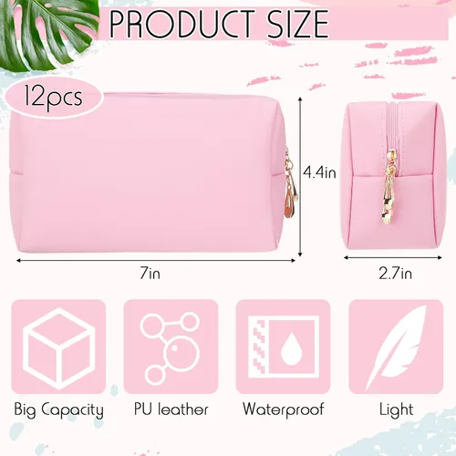Miniatura 2 de Jexine 12 piezas pequeña bolsa de maquillaje resistente al agua de piel sintética bolsa de cosméticos bolsa de viaje bolsa mini bolsa con cremallera