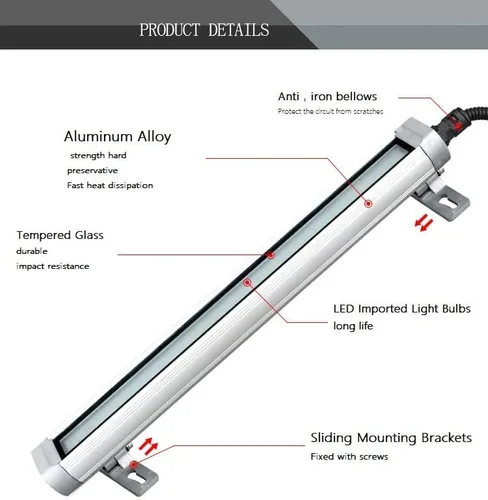 Miniatura 7 de Nueva luz de tubo de máquina LED mejorada 110-220V IP67 a prueba de explosiones LED luz/CNC máquina industrial interner iluminación (6)