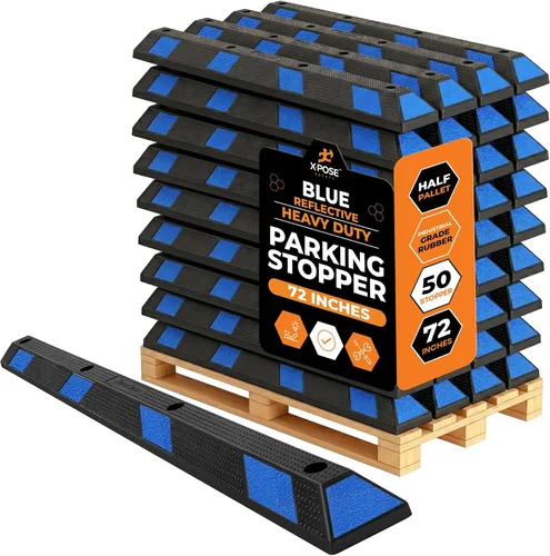 Miniatura 22 de Xpose Safety Tope de goma resistente de 22 pulgadas para estacionamiento, paquete de 2 bloques de ruedas para garaje, entrada o rampa, tope