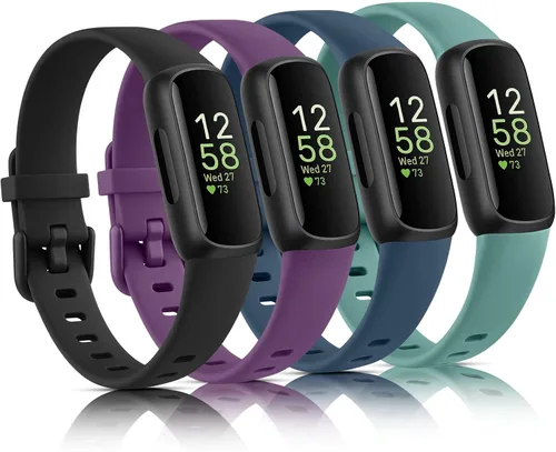Miniatura 10 de Vancle Paquete de 4 bandas compatibles con bandas Fitbit Inspire 3 para mujeres y hombres, correas ajustables de silicona deportivas de repuesto