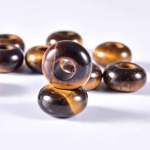 Miniatura 20 de Cuentas de piedra natural de agujero grande (0.23 a 0.236 pulgadas) pulidas Rondelle cuentas de piedras preciosas europeas para pulseras de dijes