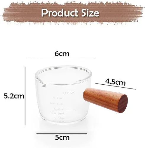 Miniatura 2 de Paquete de 1 vaso de chupito espresso de 2.5 fl oz, triple jarra barista con mango de madera BCnmviku