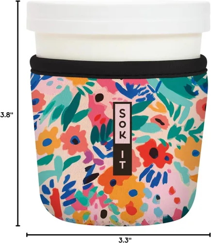 Miniatura 4 de Sok It IceCreamSok - Funda de neopreno aislada (flores abstractas, pintas de helado cónicas)