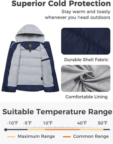 Miniatura 3 de wantdo Chaleco acolchado para mujer, talla grande, resistente al viento, chaleco de invierno acolchado con capucha desmontable
