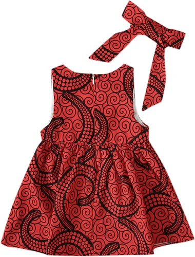 Miniatura 3 de Trajes tradicionales para niñas pequeñas, diadema de princesa Dashiki, ropa escolar africana para niñas (rojo, 18-24 meses)
