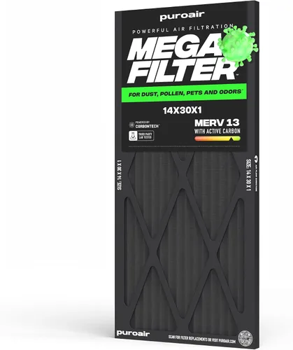 Miniatura 33 de PuroAir Filtro Mega - Filtro de aire de 12x12x1 MERV 13 para el hogar con carbón activado - Filtros alérgenos, caspa de mascotas, humo, polvo