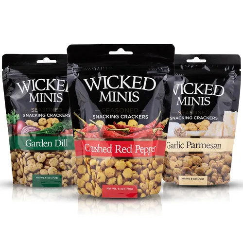 Miniatura 12 de Wicked Minis - Galletas de sopa y ostras, mini sopa inflada con sabor salado y salada, mezcla de aperitivos salados, adornos para ensalada