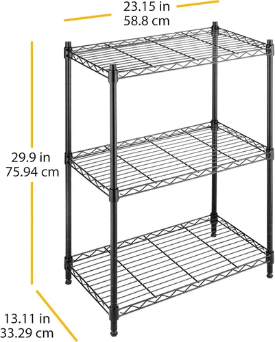 Miniatura 3 de Whitmor Estantería de alambre de 3 estantes de metal para almacenamiento, organizador de hogar de fácil montaje para despensa, cocina, garaje, Negro