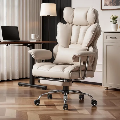 Miniatura 9 de Efomao Silla de oficina grande y alta de 400 libras, silla de escritorio reclinable resistente con reposapiés, silla ejecutiva de piel sintética