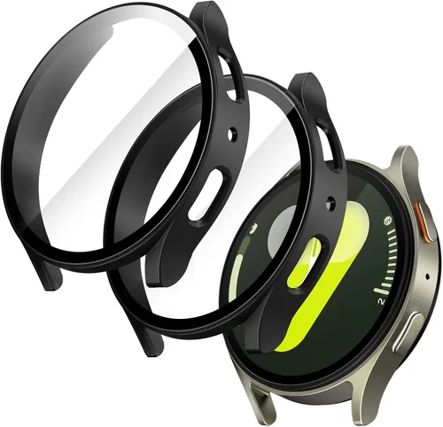 Miniatura 11 de JETech Funda con protector de pantalla para Samsung Galaxy Watch 7 de 40 mm, cubierta protectora general, película de vidrio templado de alta Negro