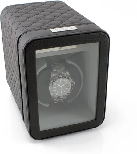 Miniatura 2 de Heiden Monaco - Bobinadora de reloj individual, cuero negro, funciona con pilas o adaptador de CA, 12 ajustes de programa, cuero vegano cosido