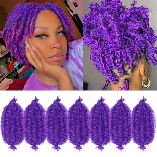 Miniatura 42 de Marley Twist - Cabello trenzado de 16 pulgadas, cabello afro trenzado elástico, paquete de 7 paquetes, cabello rizado rizado ombré, marrón Marrón