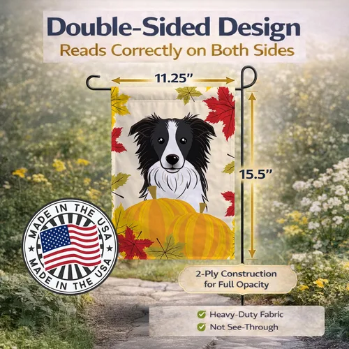 Miniatura 4 de Caroline's Treasures BB2047GF Bandera de jardín de Acción de Gracias Border Collie, bandera decorativa para patio exterior, obras de arte de patio
