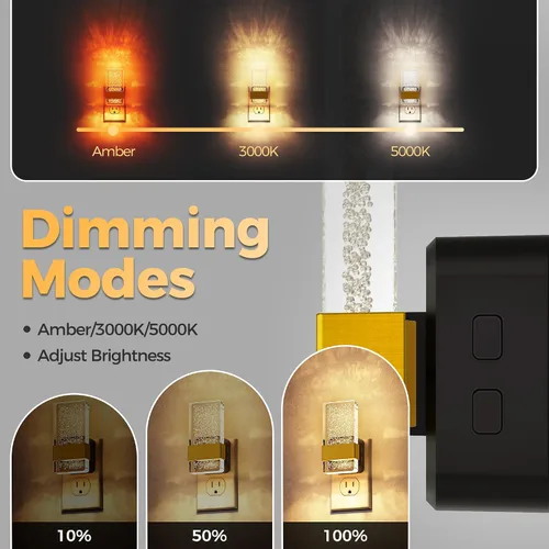 Miniatura 2 de DORESshop Luces nocturnas LED enchufables a la pared, luz nocturna regulable de 3 niveles, luz nocturna decorativa de burbujas, sensor de atardecer