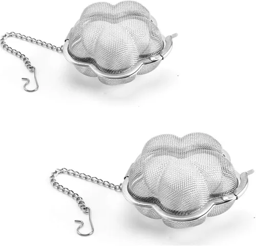 Mayata 2pcs acero inoxidable malla fina condimento bola de cocina sopa especias guiso filtro herramienta de cocina bolsa de té de metal bola de té