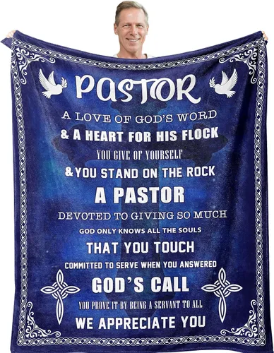 Amonee-YL Regalos de agradecimiento para pastores, regalos para pastor, manta de pastor de 50 x 60 pulgadas, regalo para pastores para hombres,