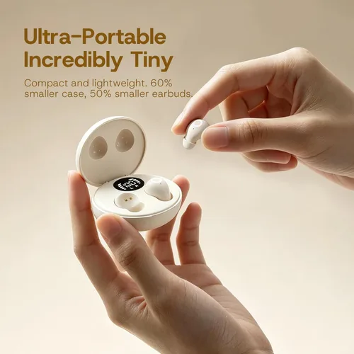 Miniatura 7 de Xmenha Pequeños mini auriculares invisibles inalámbricos Bluetooth para orejas pequeñas, de perfil bajo, discretos, ocultos para dormir, auriculares