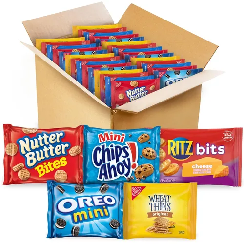 Galletas OREO Mini, Mini CHIPS AHOY! Galletas, RITZ Bits Galletas de queso, bocadillos Nutter Butter y galletas Wheat Thins, paquete surtido Nabisco