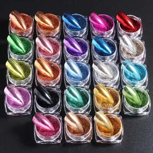 Juego de polvos de uñas cromados de espejo metálico, 23 colores de espejo mágico Y2K dorado y plateado, decoración de uñas para frotar arte de uñas,