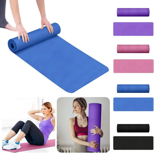 Miniatura 7 de Esterilla de yoga con correa de 5 mm de grosor, antideslizante, antidesgarro, de alta densidad, con correa de transporte, esterilla de yoga caliente