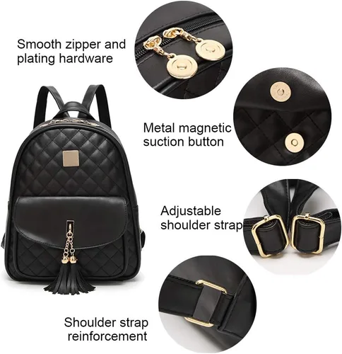 Miniatura 6 de I IHAYNER - Morral informal de cuero acolchado con diseño simple para mujer