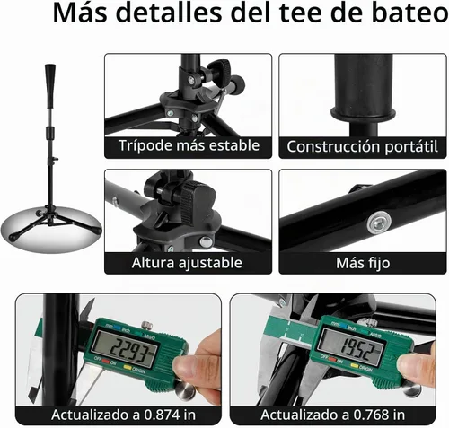 Miniatura 7 de 23.5 to 39.76 Inches Baseball Tee for Kids, Batting Tees for Baseball with Carry Bag, Portable Stable Tanner Tee, Baseball Training Equipment Aged