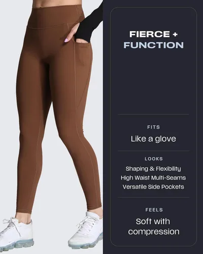 Miniatura 142 de Aoxjox Trinity - Pantalones de yoga de cintura alta con bolsillos para mujer, control de abdomen, cintura cruzada, leggings de entrenamiento suaves