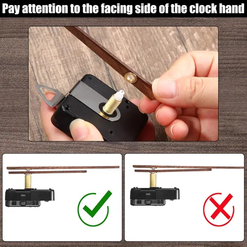 Miniatura 5 de Mudder Movimiento de reloj de eje largo de 3 piezas con 3 tipos de mecanismo de manos de madera de nogal con kit de reemplazo de movimiento