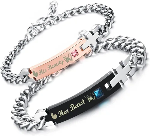 Miniatura 28 de Regalo para enamorado, para él y ella, pulseras grabadas personalizadas para parejas, para mujeres y hombres, juego a juego, regalo de aniversario