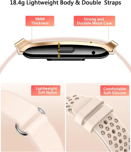 Miniatura 7 de Pulsera inteligente para mujer, rastreador de actividad de salud portátil, rastreador de sueño 24 horas, frecuencia cardíaca continua 24/7/7/presión