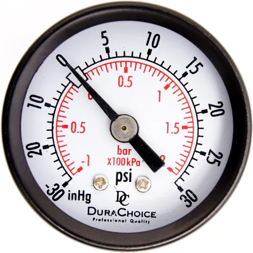 Miniatura 13 de Manómetro utilitario de 1-1/2", WOG, caja de acero negro, 1/8" NPT, montaje trasero central, 0-600PSI