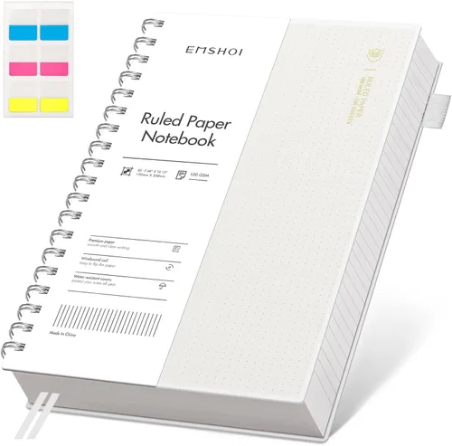 Miniatura 24 de EMSHOI Cuaderno de espiral A4 con rayas universitarias, 11.2" X 8.27", 300 páginas/150 hojas, páginas perforadas fáciles de rasgar, papel grueso