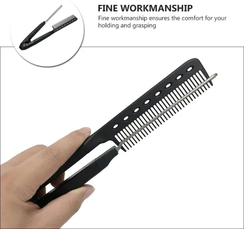 Miniatura 4 de FRCOLOR Juego de 2 cepillos para alisar el cabello, peine en forma de V, herramienta de hierro plano compacto para salón y cuidado del cabello