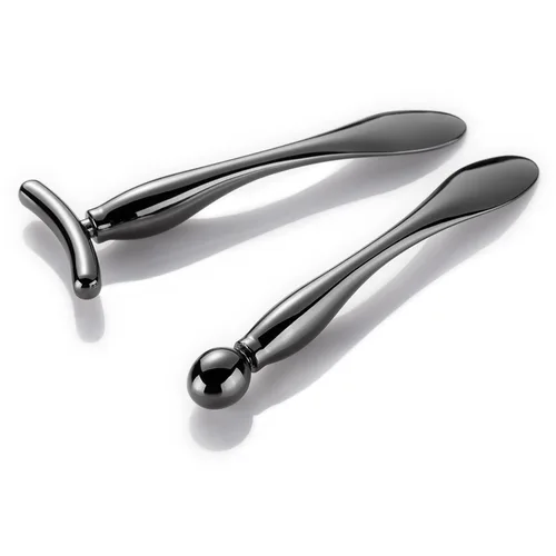 LISAPACK Varita aplicadora de crema de ojos de metal, herramienta masajeadora para masaje facial, reduce la hinchazón (champán)