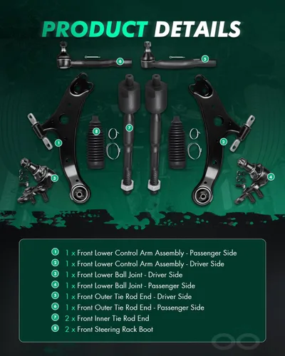 Miniatura 3 de SCITOO Kit de suspensión delantera, conjunto de brazo de control inferior, rótula inferior, extremo de barra de acoplamiento interior exterior