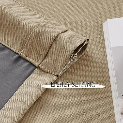 Miniatura 4 de StangH - Cortinas de lino primitivo 100% opacas, paneles pesados para dormitorio, dobles capas con lengüeta trasera, tratamientos para ventanas