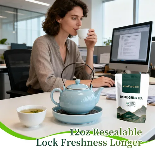 Miniatura 7 de ZenVerdant USDA - Té verde orgánico Dragon Well de 12 onzas, hoja suelta Hangzhou Longjing de alta calidad, cosecha de primavera, fresco, tierno
