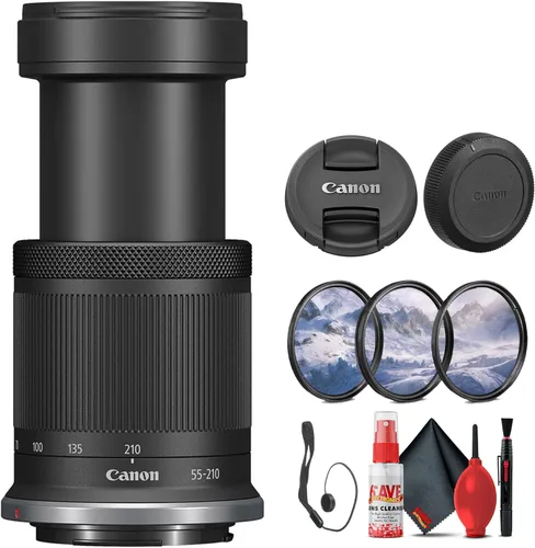 Canon RF-S 2.165-8.268 in f/5-7.1 es lente STM (Canon RF) para paisajes, retratos y fotos de viajes (5824C002) + kit de filtro + protector de tapa +