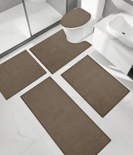 Miniatura 79 de Chakme Juego de 2 alfombras de baño ultrafinas, absorbentes, antideslizantes, lavables a máquina, color negro, 17 x 24 pulgadas / 17 x 30 pulgadas