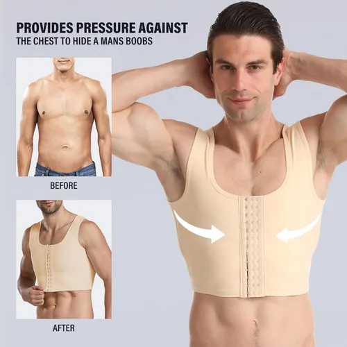 Miniatura 3 de Chaleco de corsé de ginecomastia para hombre, ajustable, de compresión, para ocultar los Moobs