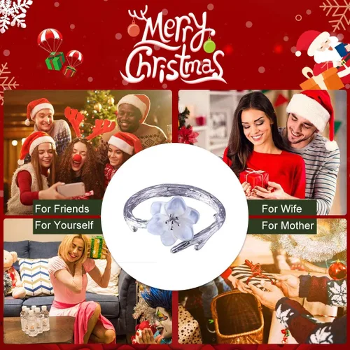 Miniatura 7 de Jeeless - Anillo de plata de ley 925 original Sakura con forma de cola abierta, ajustable, talla de flor para mujer
