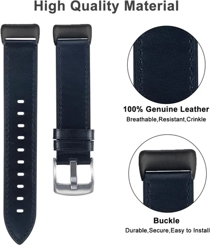 Miniatura 3 de Leather Bands Compatible with Fitbit Charge 5,Replacement Genuine Leather Straps for Women Men,Soft Leather Adjustable Watch Band Replacement