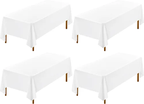 Miniatura 96 de Showgeous Paquete de 4 manteles rectangulares de poliéster de 60 x 102 pulgadas, resistentes a las arrugas, lavables, para bodas, mesas de comedor