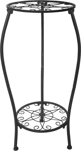 Soporte de metal para plantas de 2 niveles para interiores y exteriores, estante alto para macetas, soporte de esquina estable a prueba de óxido,