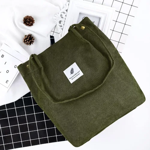 Miniatura 90 de Ayieyill - Bolsa de pana para mujer y niña, con correa de lona para colgar al hombro, bolsa con bolsillo