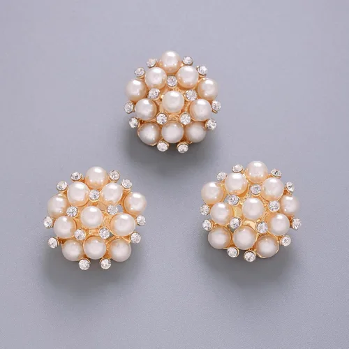 Miniatura 3 de Jerler 10 piezas de botones de diamantes de imitación de perlas adornos de cristal coser en botones de ropa