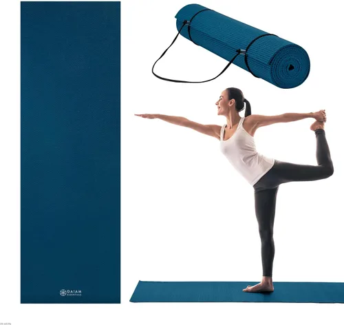 Miniatura 11 de Gaiam Essentials 1/4" Thin (6mm) Yoga & Pilates, Fitness & Exercise Mat with Easy-Cinch Carrier Strap Cusion Support For Fitness and Gym Workouts