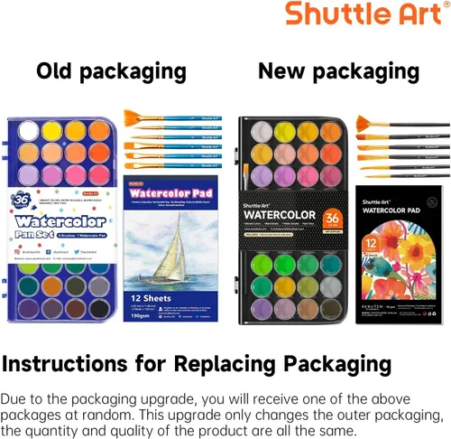 Miniatura 8 de Shuttle Art Juego de Pintura de Acuarela de 43 Piezas, Juego de Pastillas de Acuarela de 36 Colores con 6 Pinceles y 1 Bloc de Acuarela